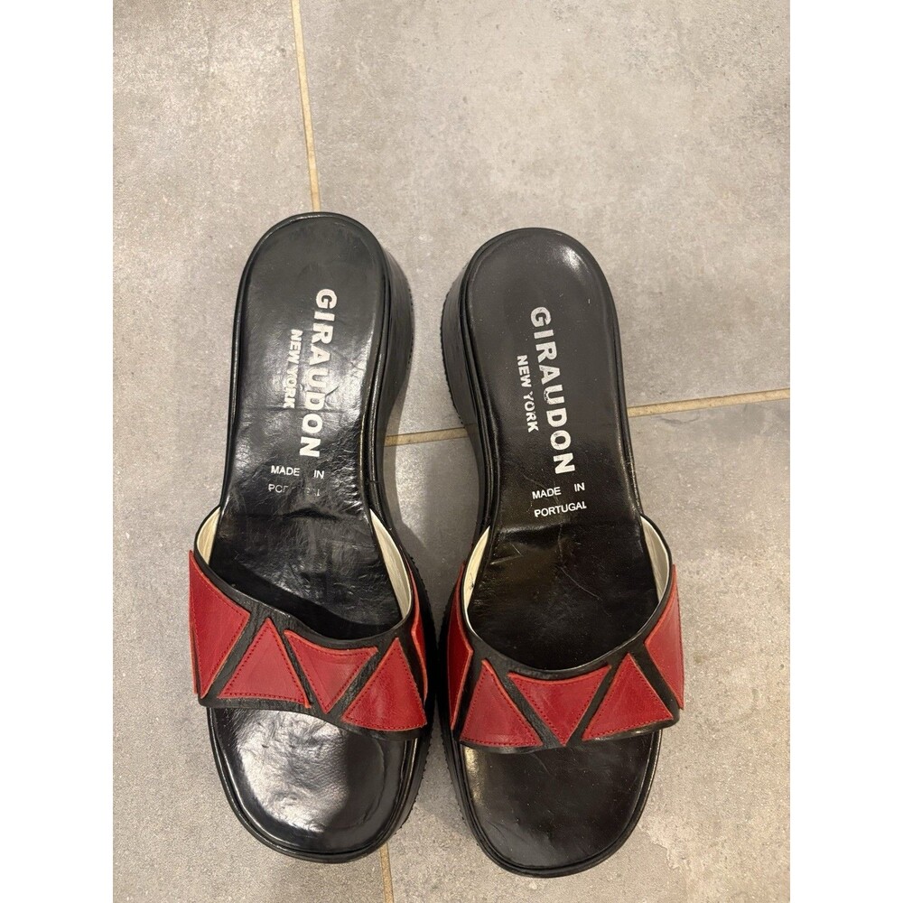 Giraudon New York Y2k Slides Womens Size 37 Rare Black and Red